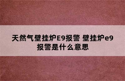 天然气壁挂炉E9报警 壁挂炉e9报警是什么意思